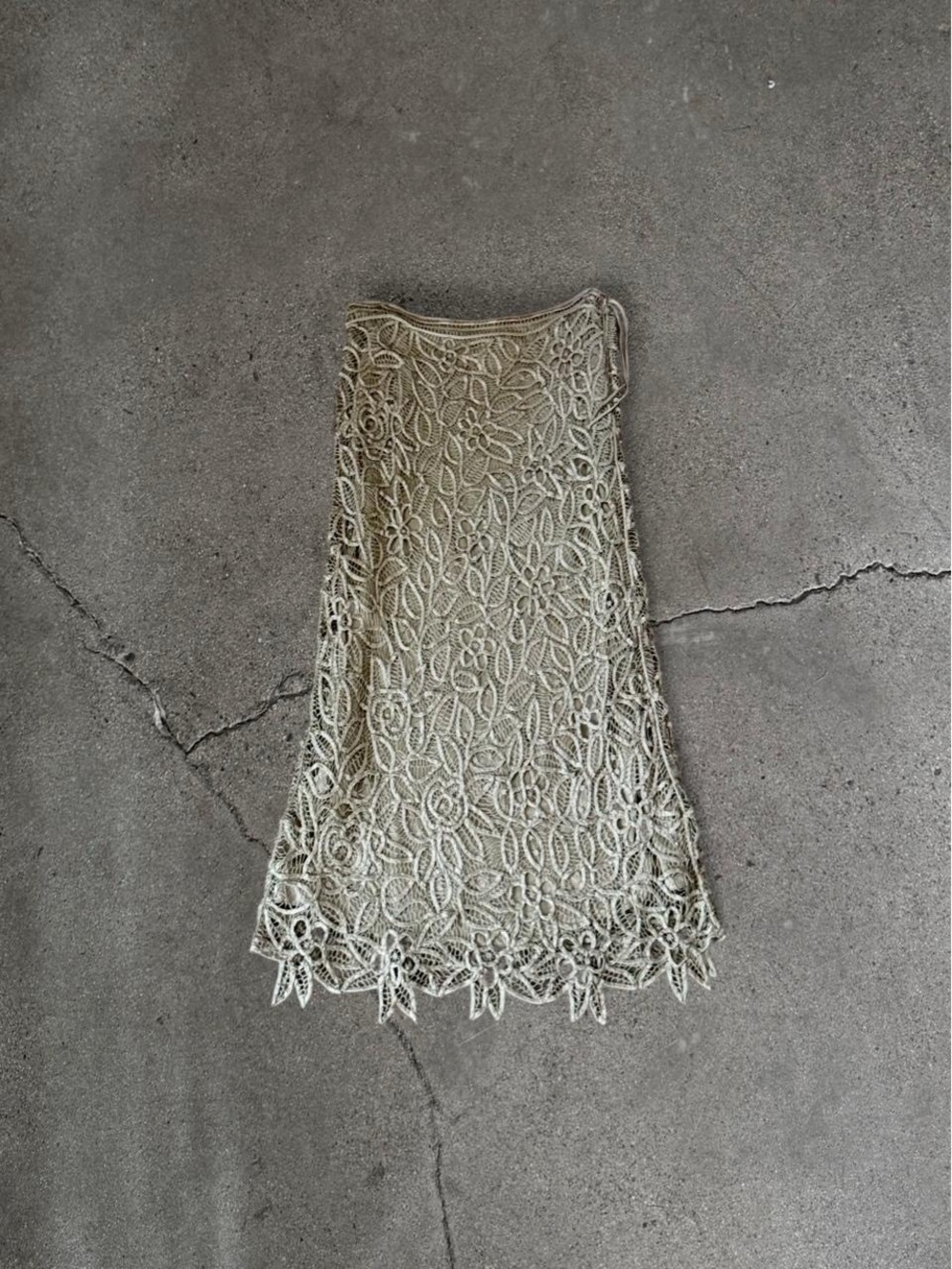 Vintage Silken Poetry Ribbon Lace Delicate Lace Midi Skirt